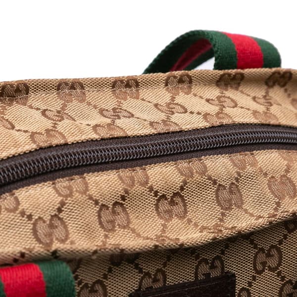 Pre-owned Gucci GG Canvas Web Tote Brown
