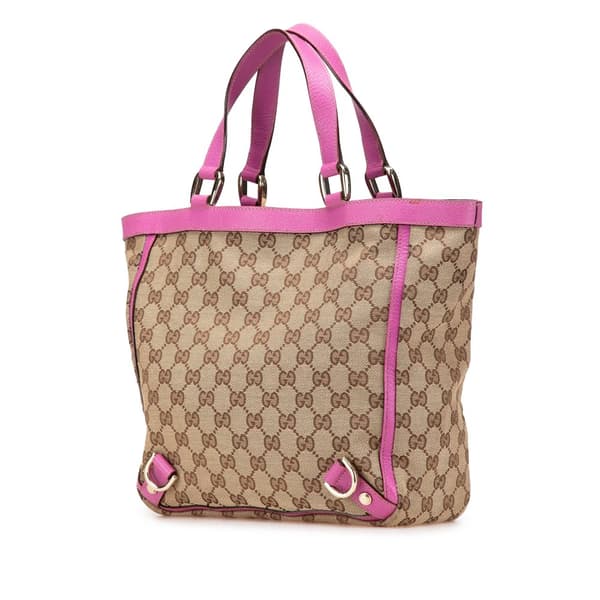 Pre-owned Gucci GG Canvas Abbey D Ring Tote Brown