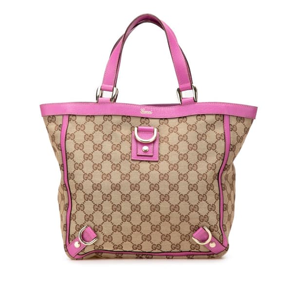 Pre-owned Gucci GG Canvas Abbey D Ring Tote Brown