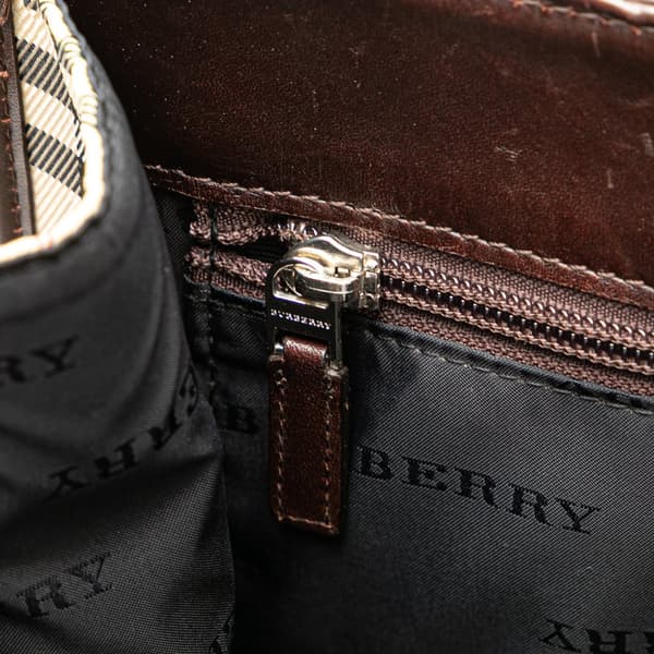 Pre-owned Burberry House Check Canvas Tote Brown