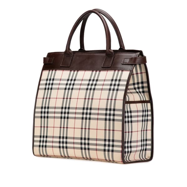 Pre-owned Burberry House Check Canvas Tote Brown