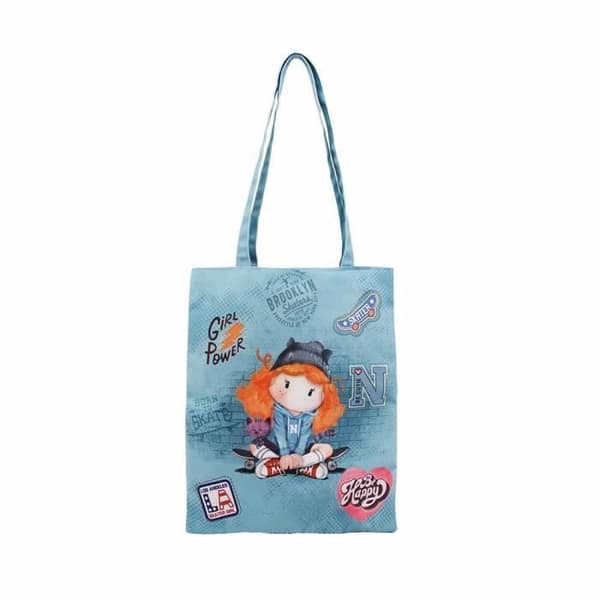 Shopping Bag - FOREVER - Ninette Skater Mint - Grön - Canvas - Unisex - A4 Kompatibel