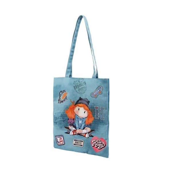 Shopping Bag - FOREVER - Ninette Skater Mint - Grön - Canvas - Unisex - A4 Kompatibel