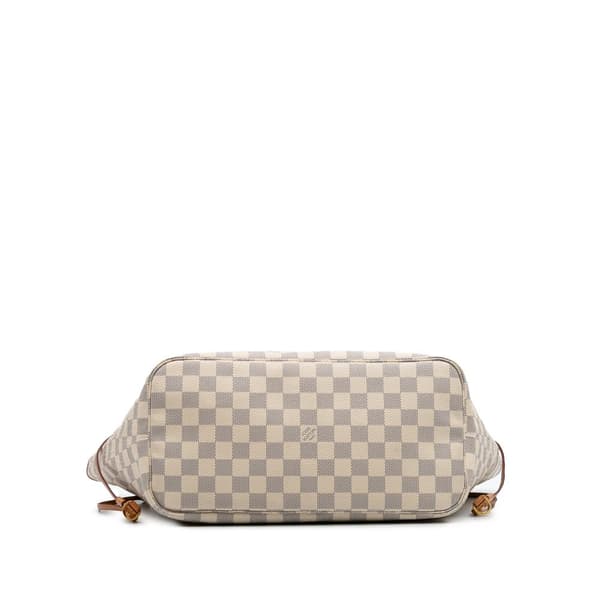 Pre-owned Louis Vuitton Damier Azur Neverfull MM White