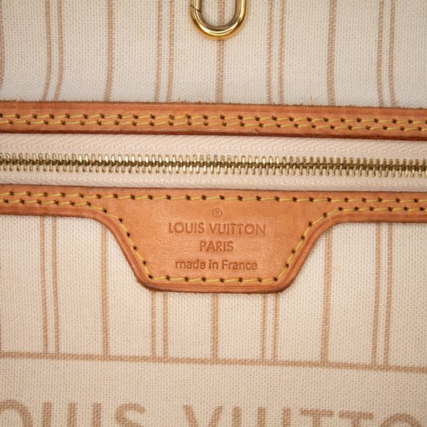 Pre-owned Louis Vuitton Damier Azur Neverfull MM White