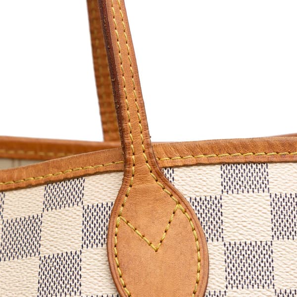 Pre-owned Louis Vuitton Damier Azur Neverfull MM White