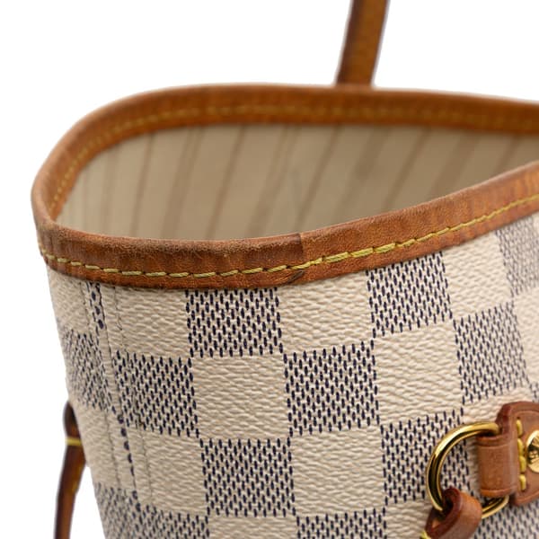 Pre-owned Louis Vuitton Damier Azur Neverfull MM White