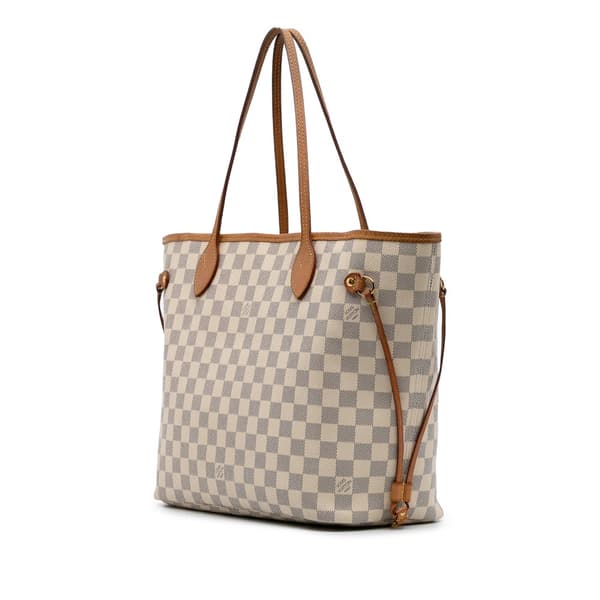 Pre-owned Louis Vuitton Damier Azur Neverfull MM White