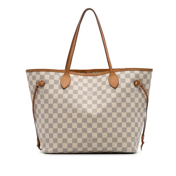 Pre-owned Louis Vuitton Damier Azur Neverfull MM White