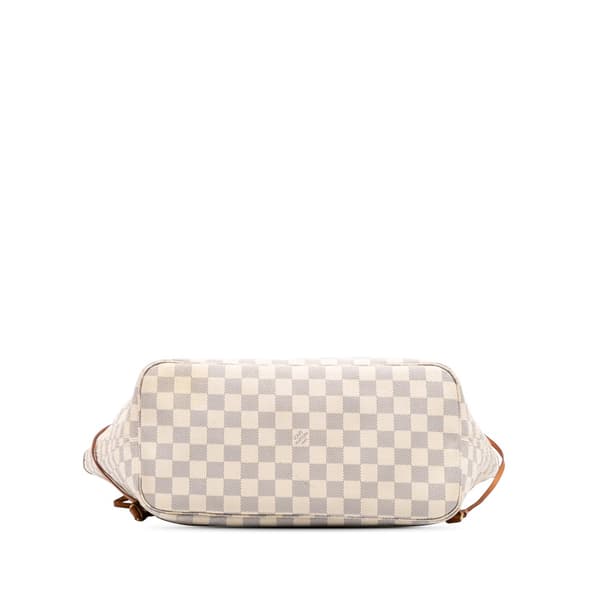Pre-owned Louis Vuitton Damier Azur Neverfull MM White