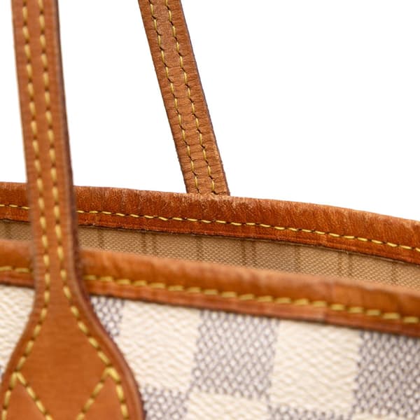 Pre-owned Louis Vuitton Damier Azur Neverfull MM White