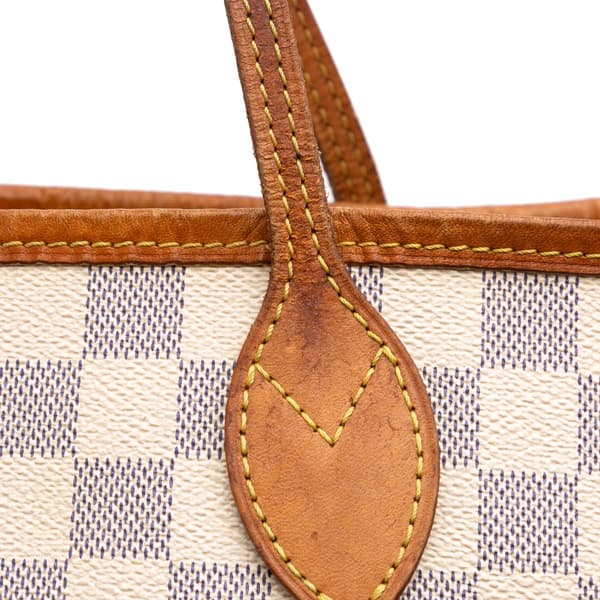 Pre-owned Louis Vuitton Damier Azur Neverfull MM White