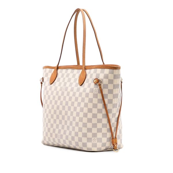 Pre-owned Louis Vuitton Damier Azur Neverfull MM White