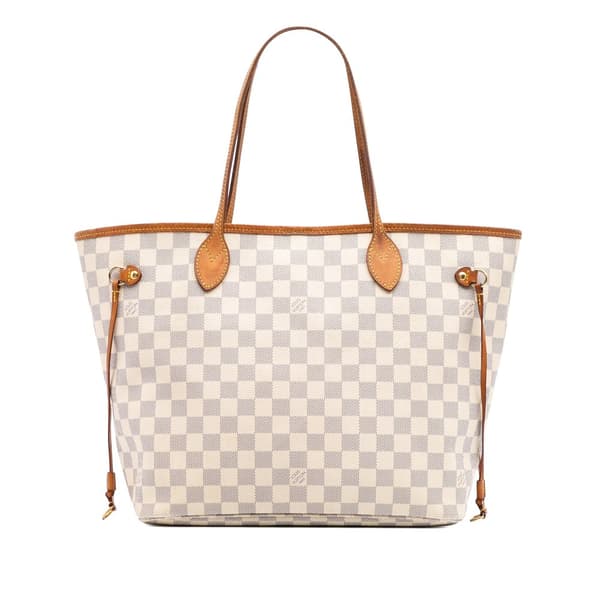 Pre-owned Louis Vuitton Damier Azur Neverfull MM White