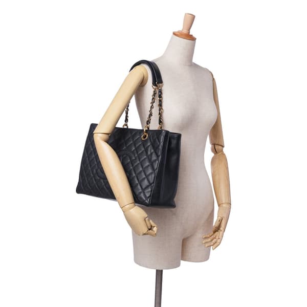 Pre-owned Chanel Caviar Grand Shopping Tote Blue