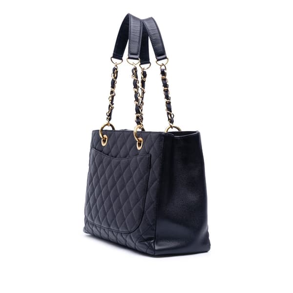 Pre-owned Chanel Caviar Grand Shopping Tote Blue