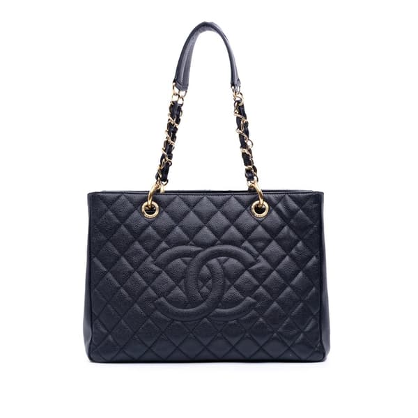 Pre-owned Chanel Caviar Grand Shopping Tote Blue