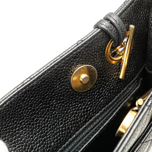 Pre-owned Chanel Quilted Caviar Chain Tote Black
