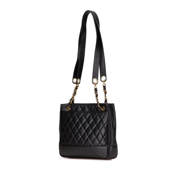 Pre-owned Chanel Quilted Caviar Chain Tote Black
