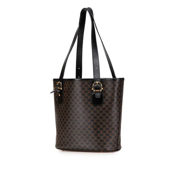 Pre-owned Celine Macadam Coated Canvas Tote Black