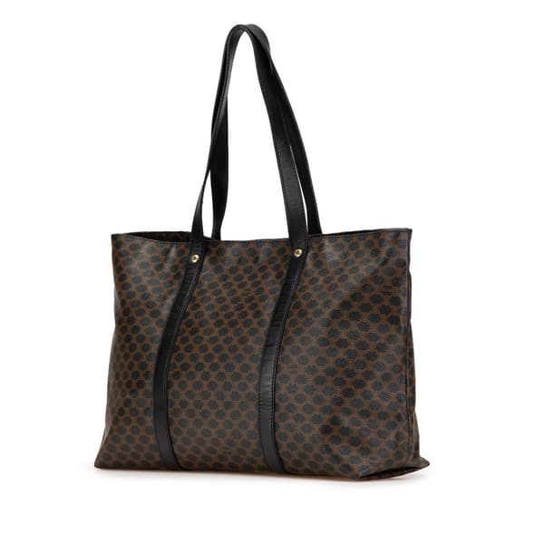 Pre-owned Celine Macadam Coated Canvas Tote Black