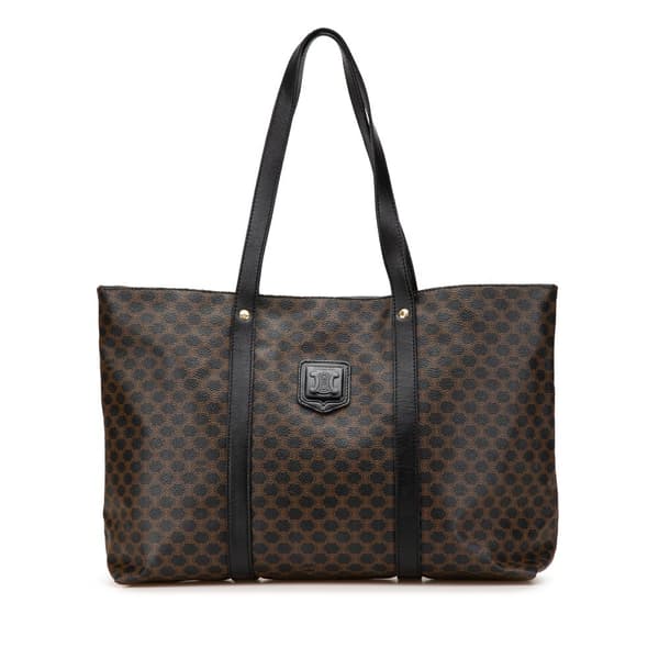 Pre-owned Celine Macadam Coated Canvas Tote Black