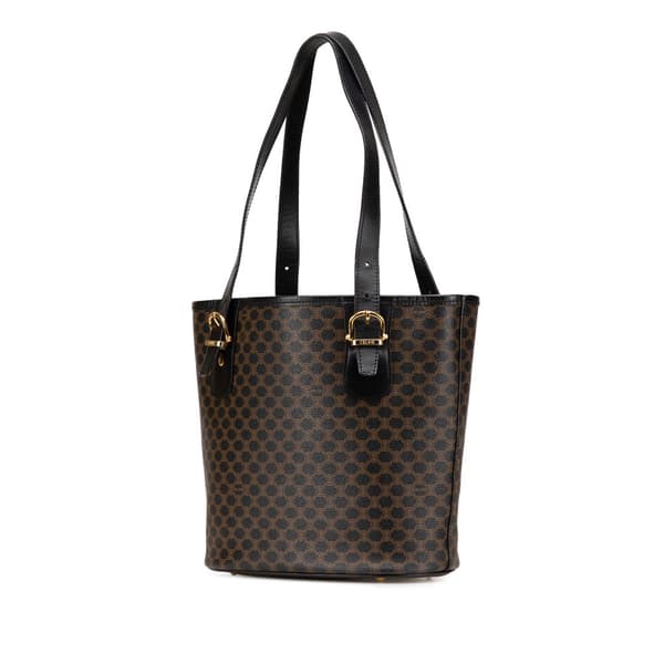 Pre-owned Celine Macadam Coated Canvas Tote Black
