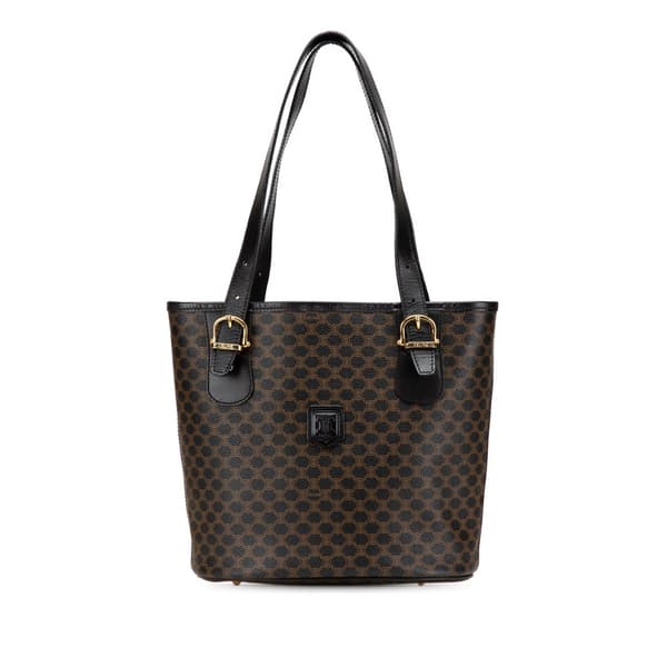 Pre-owned Celine Macadam Coated Canvas Tote Black