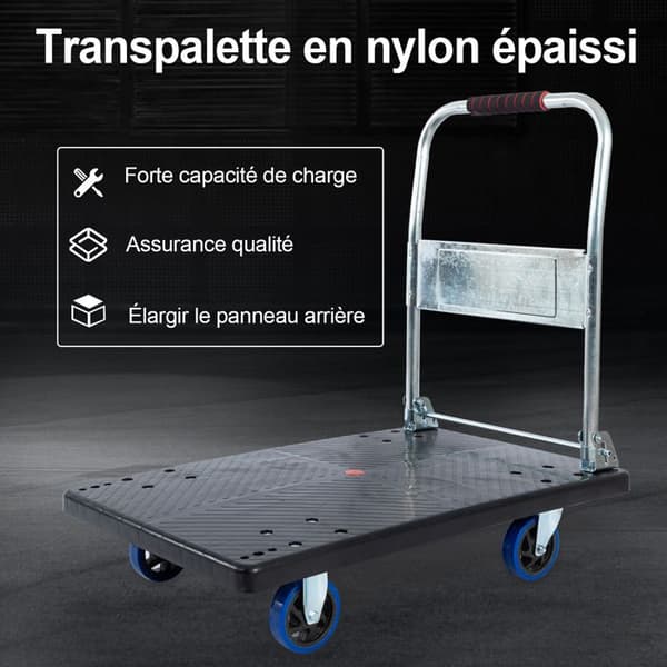 FOXSPORT - Fällbar plattformsvagn - Svart - Manuell transportvagn 300 kg