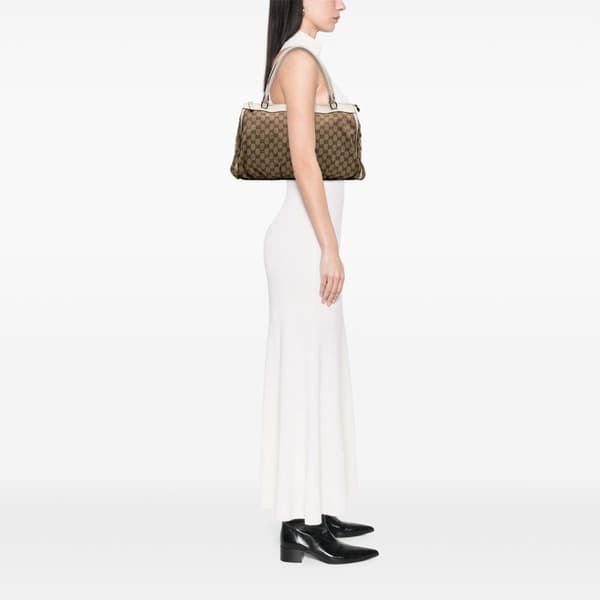 Pre-owned Gucci GG Canvas Abbey D Ring Tote Brown
