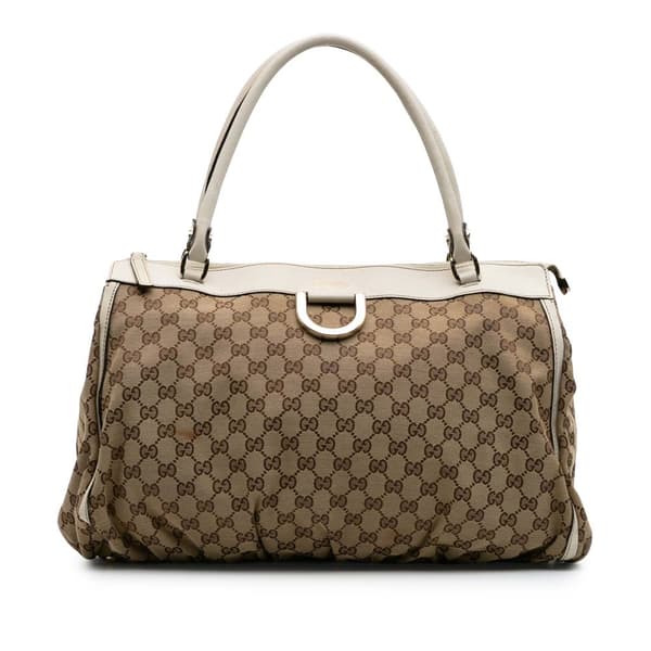 Pre-owned Gucci GG Canvas Abbey D Ring Tote Brown