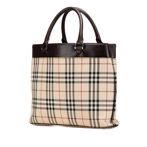 Pre-owned Burberry House Check Canvas Tote Brown