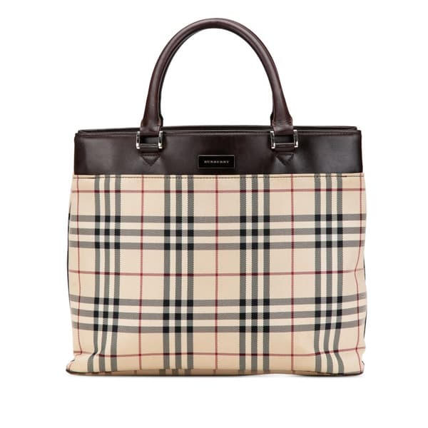 Pre-owned Burberry House Check Canvas Tote Brown