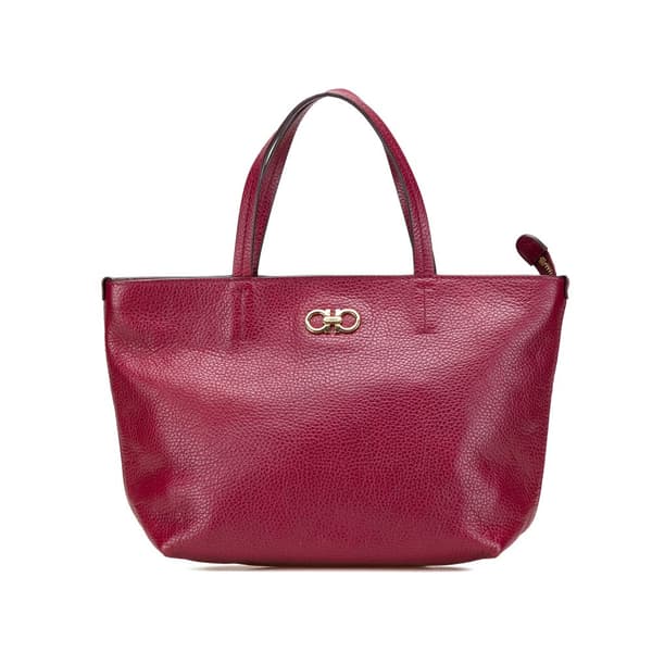 Pre-owned Ferragamo Leather Gancini Tote Red
