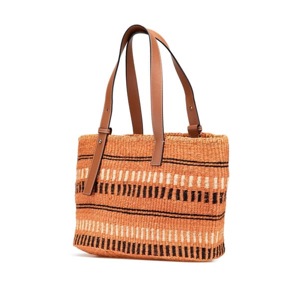 Pre-owned LOEWE Paulas Ibiza Sisal Basket Tote Orange