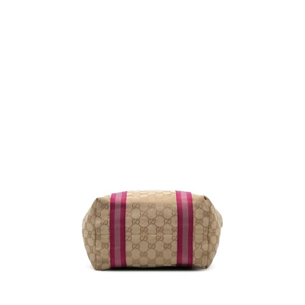 Pre-owned Gucci GG Canvas Web Jolicoeur Tote Brown