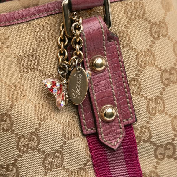 Pre-owned Gucci GG Canvas Web Jolicoeur Tote Brown