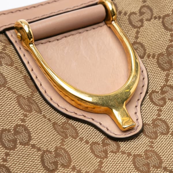 Pre-owned Gucci GG Canvas Soft Stirrup Tote Brown