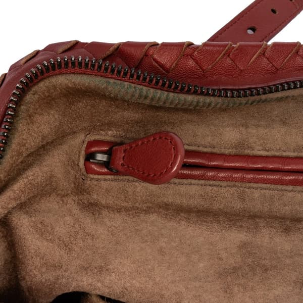 Pre-owned Bottega Veneta Nappa Intrecciato Tote Red