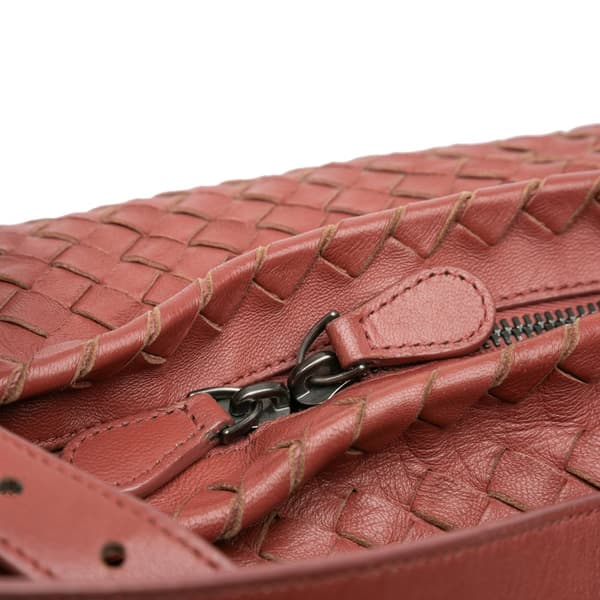 Pre-owned Bottega Veneta Nappa Intrecciato Tote Red