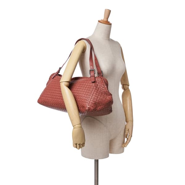 Pre-owned Bottega Veneta Nappa Intrecciato Tote Red