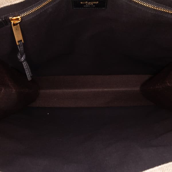 Pre-owned Saint Laurent Canvas Rive Gauche North South Tote Brown