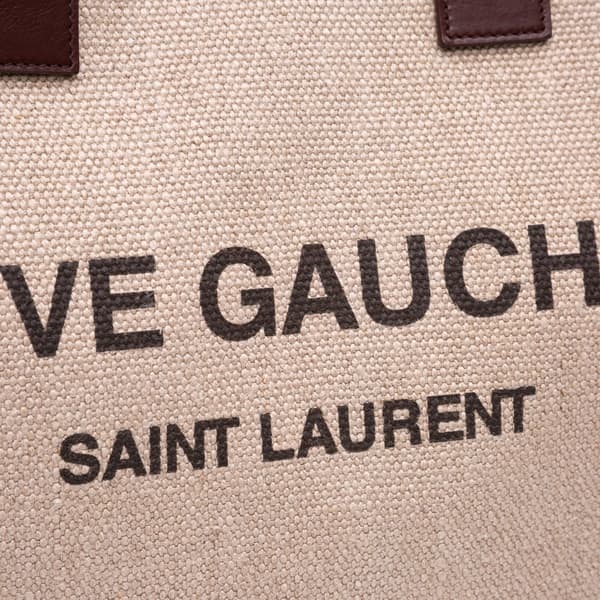 Pre-owned Saint Laurent Canvas Rive Gauche North South Tote Brown