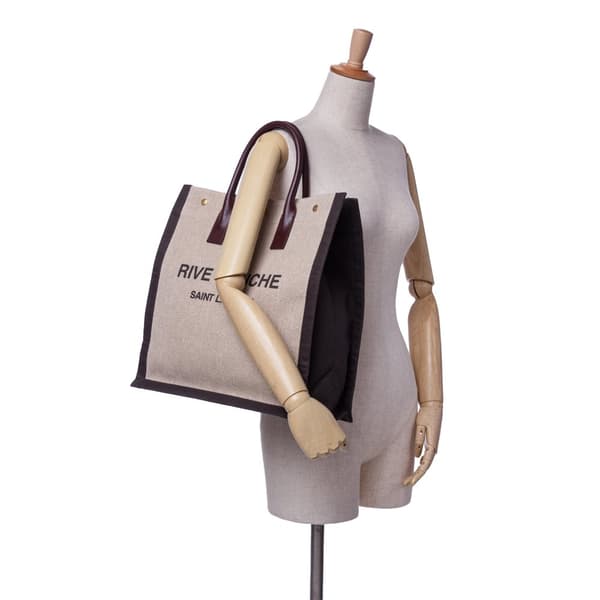 Pre-owned Saint Laurent Canvas Rive Gauche North South Tote Brown