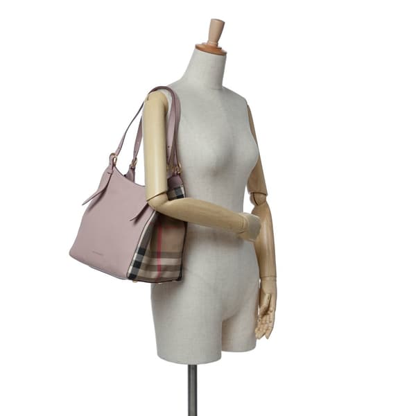 Pre-owned Burberry House Check Canvas and Leather Canterbury Tote Pink