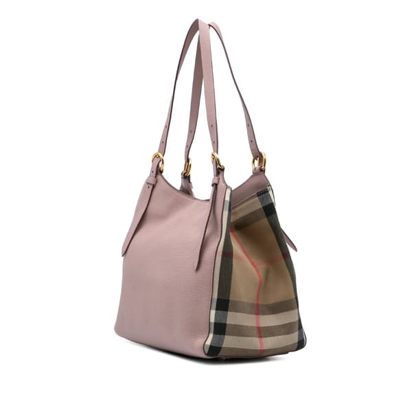 Pre-owned Burberry House Check Canvas and Leather Canterbury Tote Pink