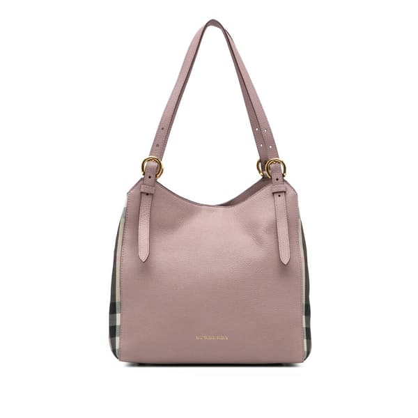 Pre-owned Burberry House Check Canvas and Leather Canterbury Tote Pink