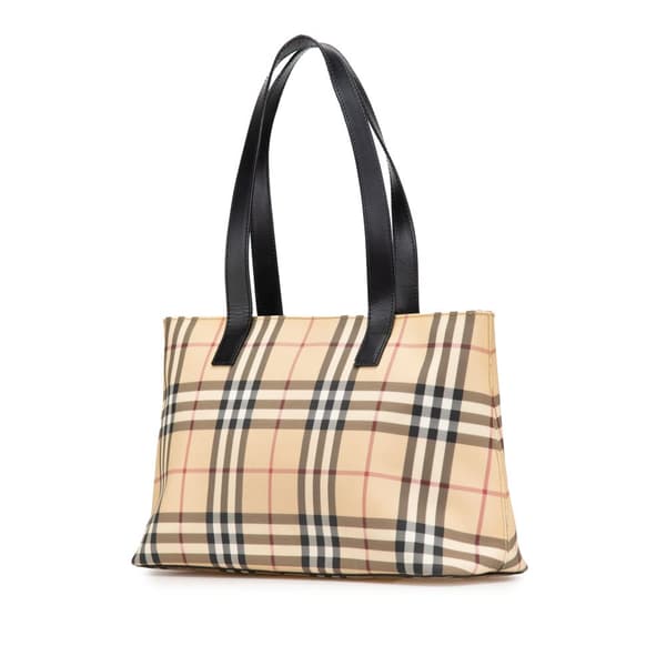 Pre-owned Burberry House Check Canvas Tote Brown