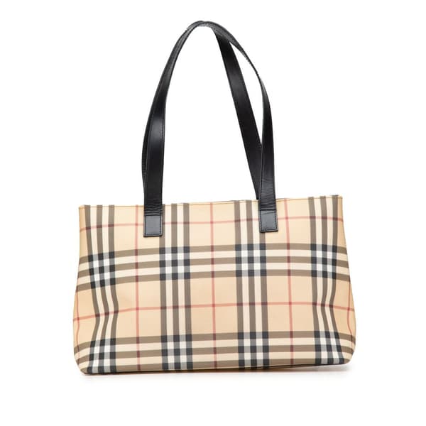 Pre-owned Burberry House Check Canvas Tote Brown