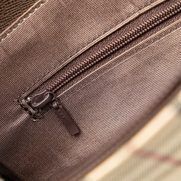 Pre-owned Burberry House Check Canvas Tote Brown